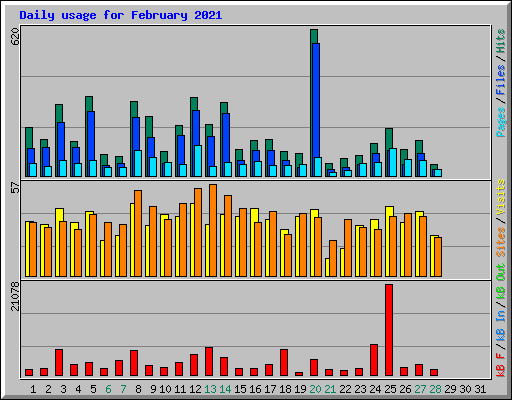 Daily usage for February 2021
