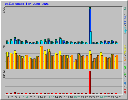 Daily usage for June 2021