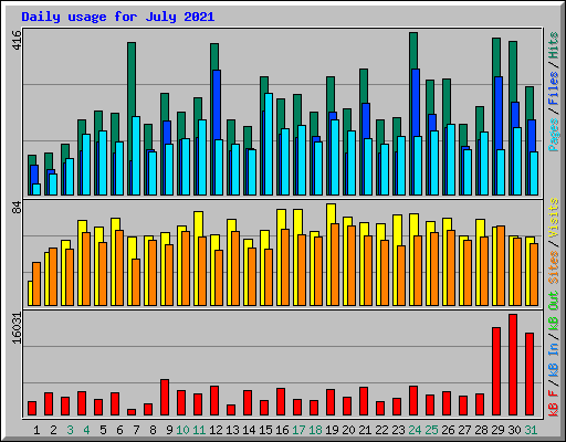 Daily usage for July 2021