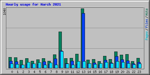 Hourly usage for March 2021